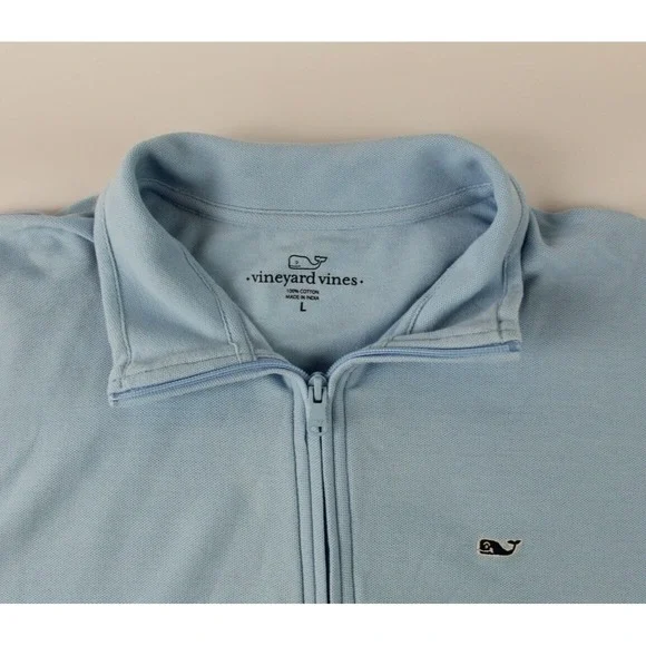 Vineyard Vines Sweater Men's L Blue 1/4 Zip Pullover Pima Cotton Golf Whale - Picture 3 of 7